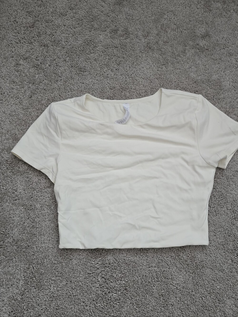 CRZ YOGA Cream Crop Short Sleeve Crewneck Top